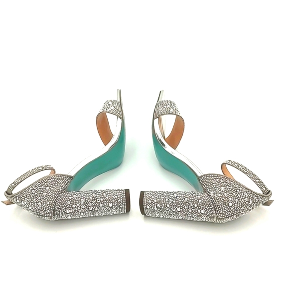 Betsey Johnson Silver Rhinestone Rina Heels 8.5 New - Picture 9 of 15